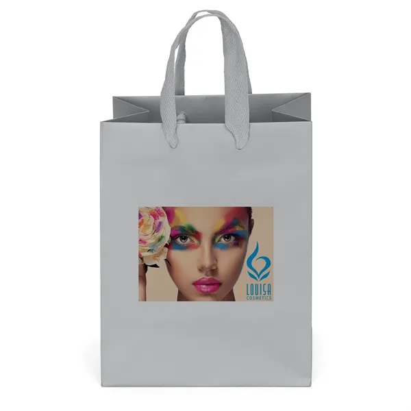 Premium-weight matte-laminated bag with woven handles and fold-over top.... from ASI 37940 Bag Makers Inc