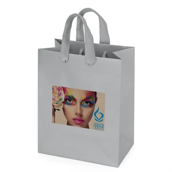 Premium-weight matte-laminated bag with woven handles and fold-over top.... from ASI 37940 Bag Makers Inc