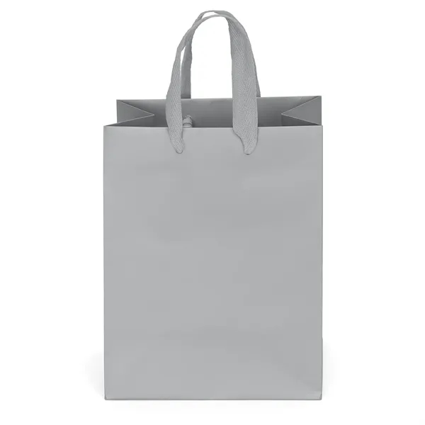 Premium-weight matte-laminated bag with woven handles and fold-over top.... from ASI 37940 Bag Makers Inc
