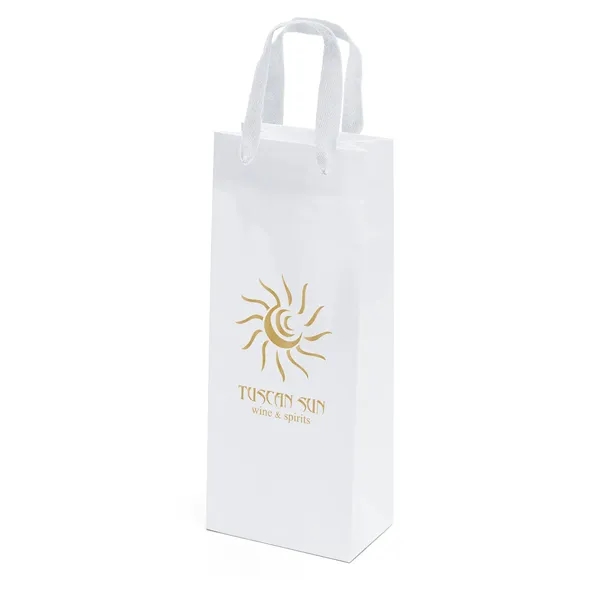 Premium-weight gloss-laminated Eurotote with 14" long macrame handles and reinforced fold-over... from ASI 37940 Bag Makers Inc