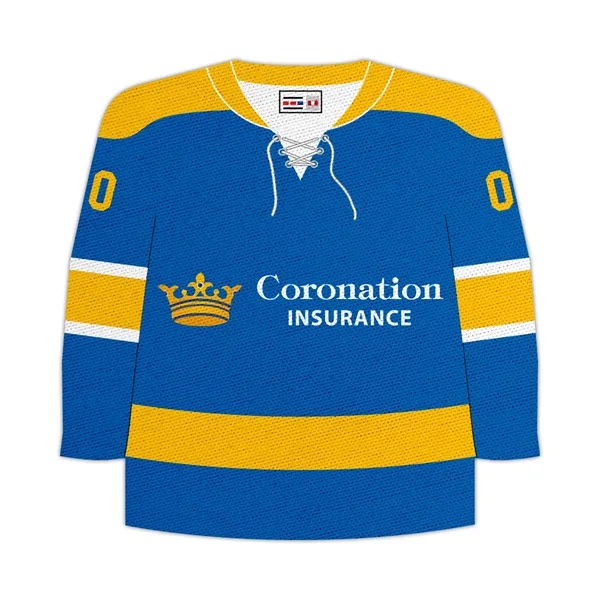 Hockey jersey shaped coasters made from 1.5mm poly rubber fabric.... from ASI 93987 Martini-Vispak Inc.