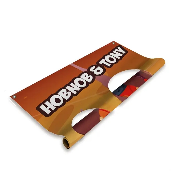 Vinyl banner with two face cutouts, designed for use with 4.5'... from ASI 87188 Showdown Displays