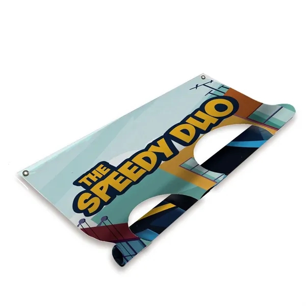 Vinyl banner with two face cutouts, designed for use with 3.5'... from ASI 87188 Showdown Displays