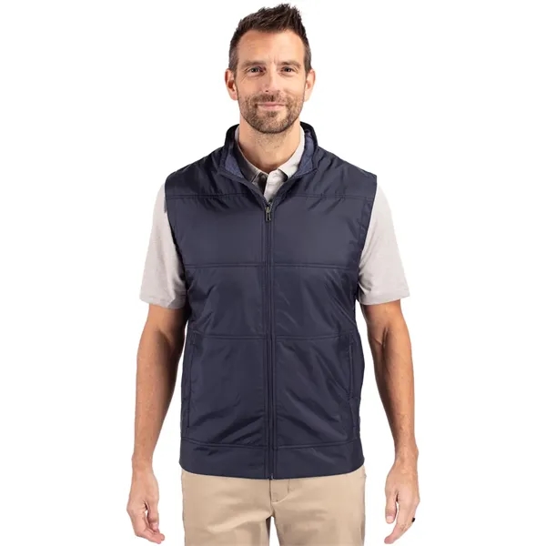 Men's vest with a full-zip, moisture-wicking fabric, and CB logo zipper... from ASI 47965 Cutter & Buck