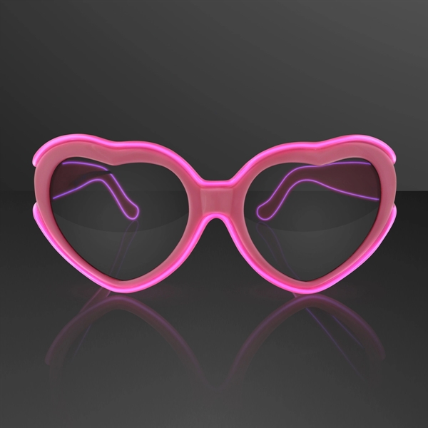 EL Wire Glowing Pink Heart Sunglasses. Blank or Imprinted.... from ASI 34194 ALightPromos