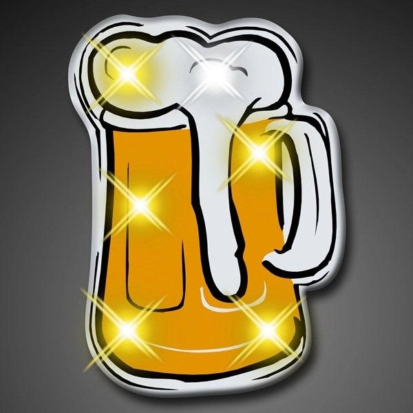 Blank or Imprinted beer mug blinking lights pins with military clutch.... from ASI 34194 ALightPromos / Alight Promotional Products