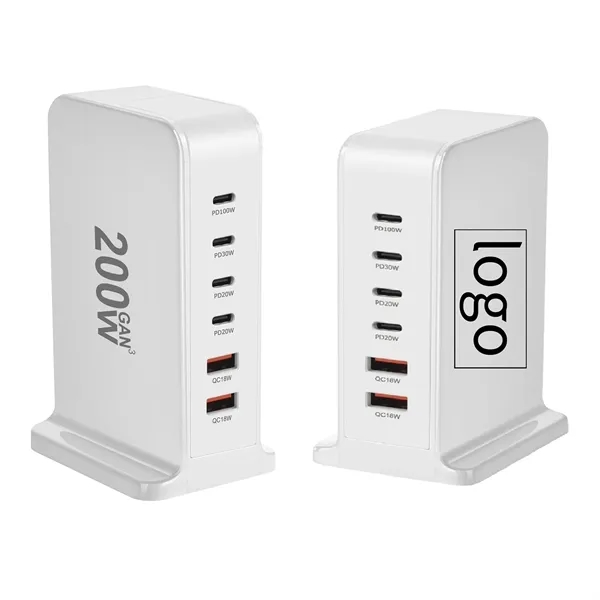 6-port speed charge station - 200W plus laser engraving on 1... from ASI 37218 Athena Promo (tm)