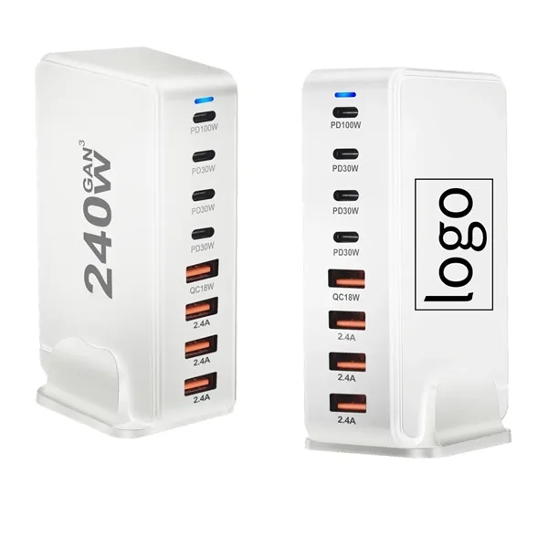 8-Port USB speed charge station - 240 W plus laser engraving... from ASI 37218 Athena Promo (tm)
