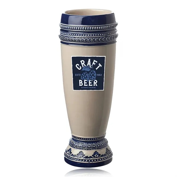 15 oz. ceramic pilsner beer glass with glossy design on trim... from ASI 39552 BEL Promo