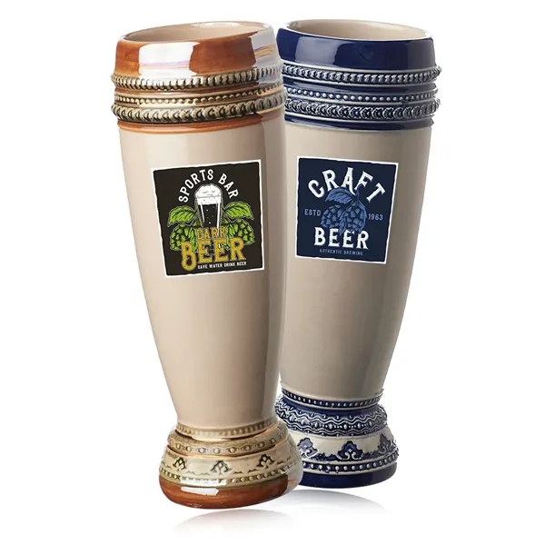 15 oz. ceramic pilsner beer glass with glossy design on trim... from ASI 39552 BEL Promo