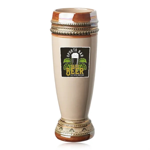 15 oz. ceramic pilsner beer glass with glossy design on trim... from ASI 39552 BEL Promo