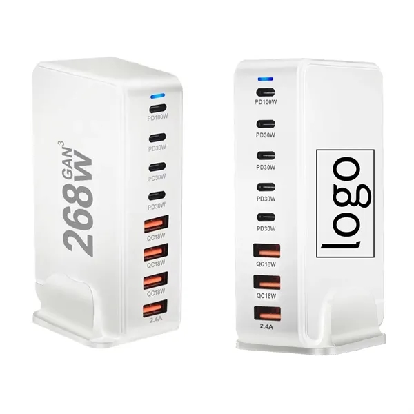8-Port USB speed charge station - 268 W plus laser engraving... from ASI 37218 Athena Promo (tm)