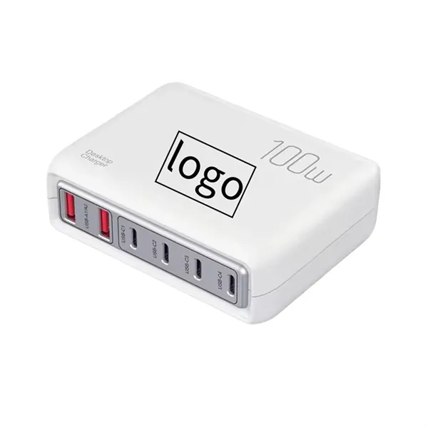 Power charge 6-port desktop charger - 100 W plus laser engraving... from ASI 37218 Athena Promo (tm)