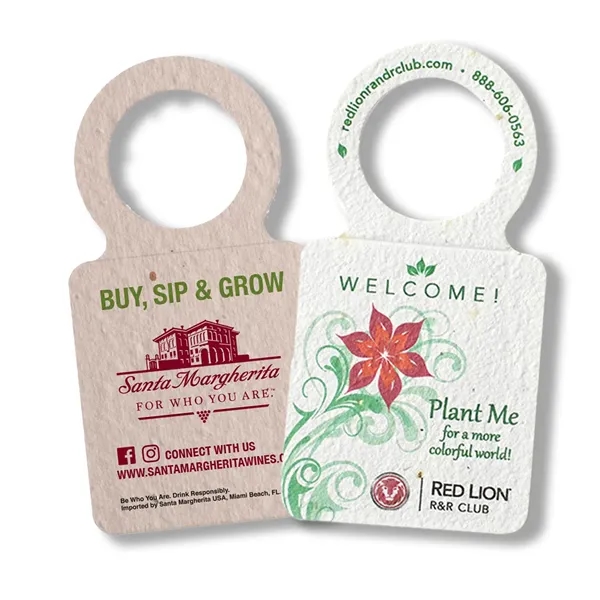 Seed paper bottle tag and wine necker.... from ASI 40646 Bloomin Promotions / Bloomin' Promotions™