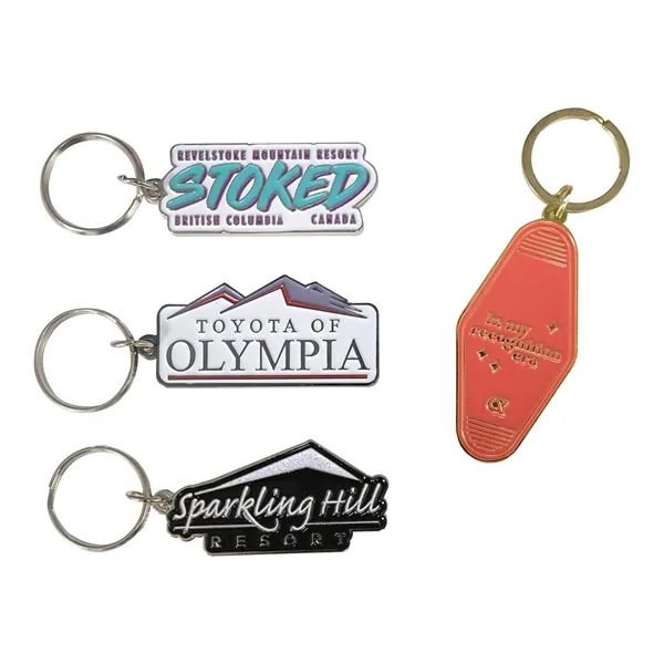 Custom diestruck keychains with soft enamel measuring 2" x 1"... from ASI 61966 HPG / BCG Creations HPG Gold