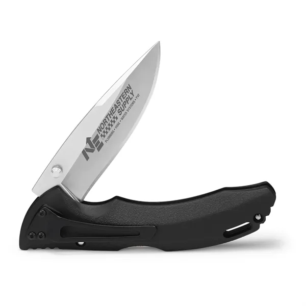 Black, lightweight lockback knife with a 3 5/8" stainless steel blade... from ASI 46170 Compass Industries Inc