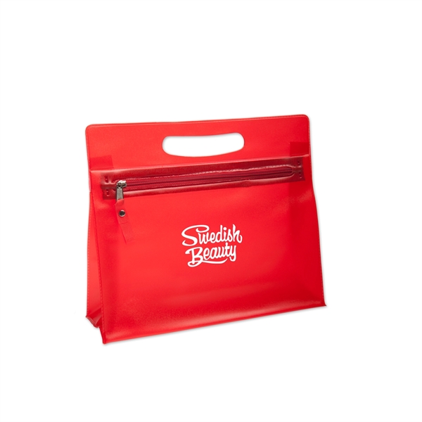 Vanity makeup cosmetic bag made from colorful transparent PVC material.... from ASI 52840 Evans Manufacturing