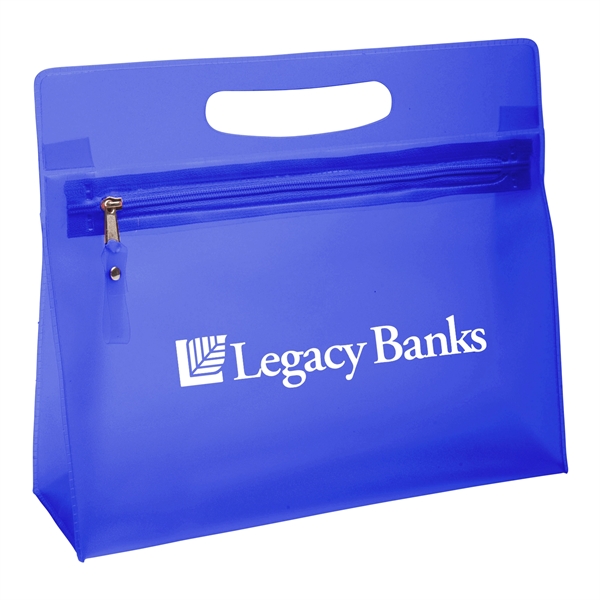 Vanity makeup cosmetic bag made from colorful transparent PVC material.... from ASI 52840 Evans Manufacturing