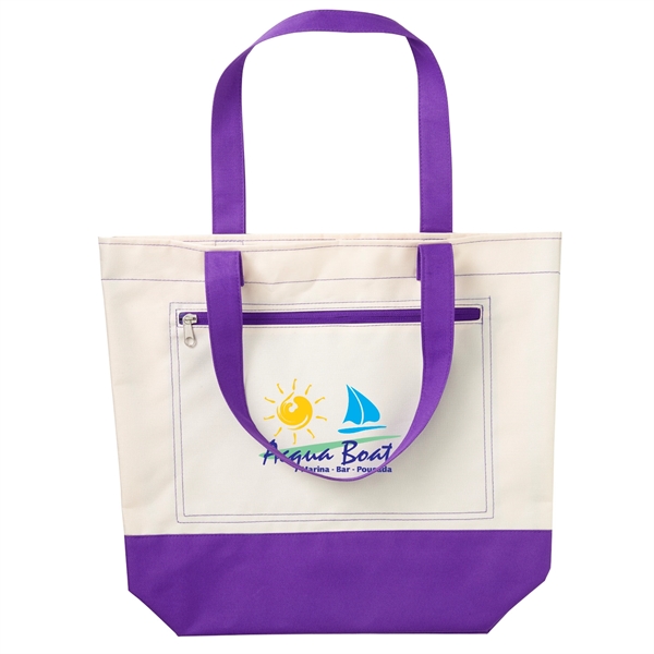 Beach tote made from 600 denier polyester is water resistant and... from ASI 52840 Evans Manufacturing