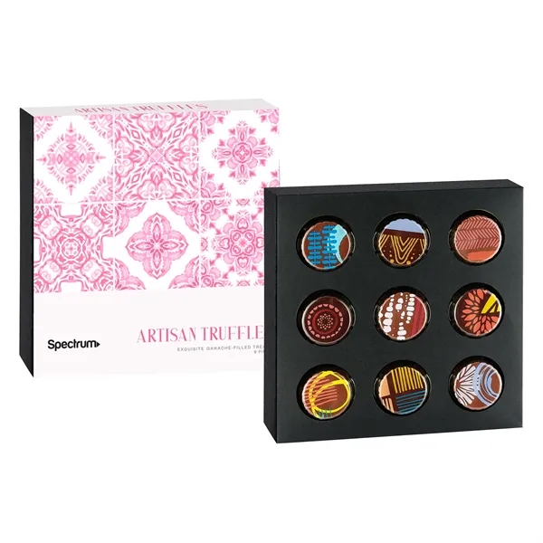 9 Piece Artistan Truffle Box with Dark Raspberry, Milk Hazelnut, Milk... from ASI 71685 Midnite Snax®