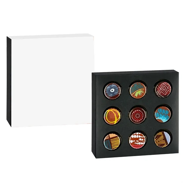 9 Piece Artistan Truffle Box with Dark Raspberry, Milk Hazelnut, Milk... from ASI 71685 Midnite Snax®