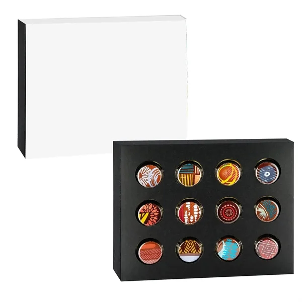 12 Piece Artistan Truffle Box with Dark Raspberry, Milk Hazelnut, Milk... from ASI 71685 Midnite Snax®