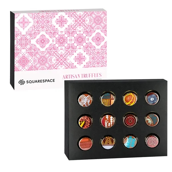 12 Piece Artistan Truffle Box with Dark Raspberry, Milk Hazelnut, Milk... from ASI 71685 Midnite Snax®