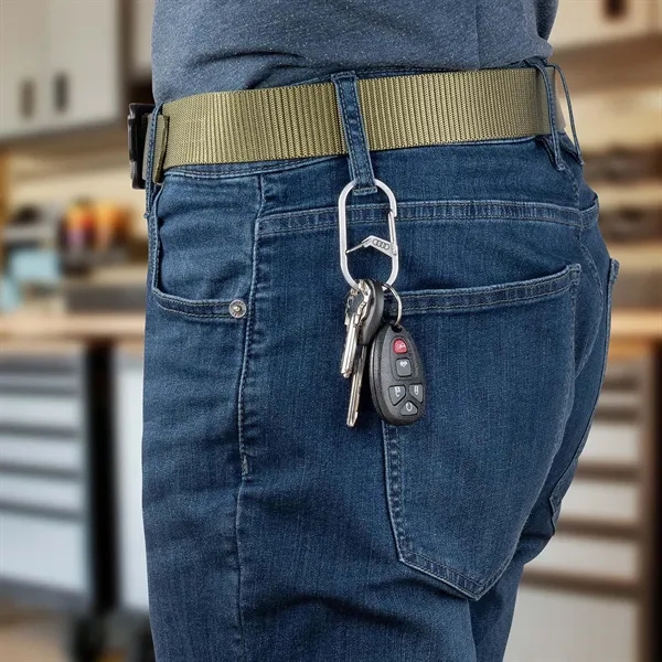 Stainless steel carabiner with gates on both sides and bottle openers... from ASI 46170 Compass Industries Inc