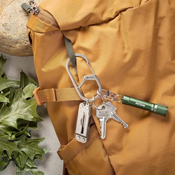 Stainless steel carabiner with gates on both sides and bottle openers... from ASI 46170 Compass Industries Inc