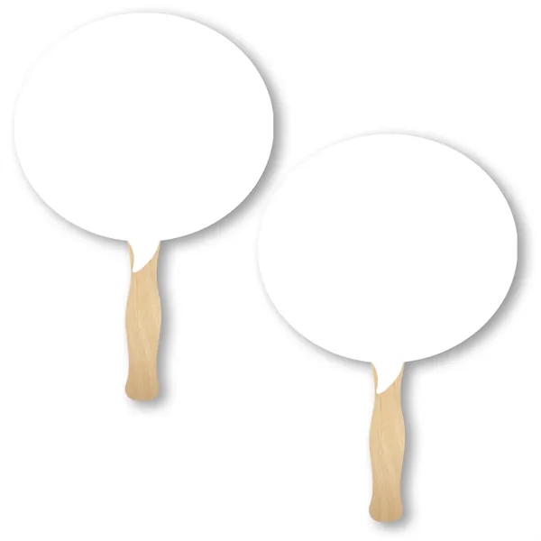 Sandwich style stock shape Bubble hand fan with wood handle attached... from ASI 93520 Ventura Inc
