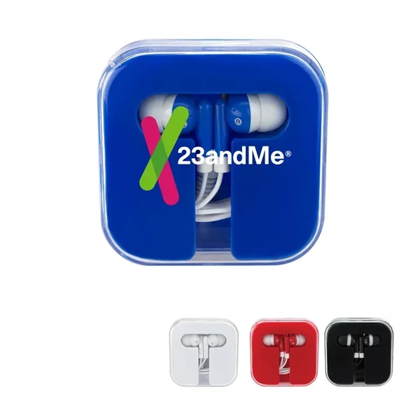 Ear Buds in Square Case.  Protective Plastic Travel Case. ... from ASI 61125 Hit Promotional Products / Hit®