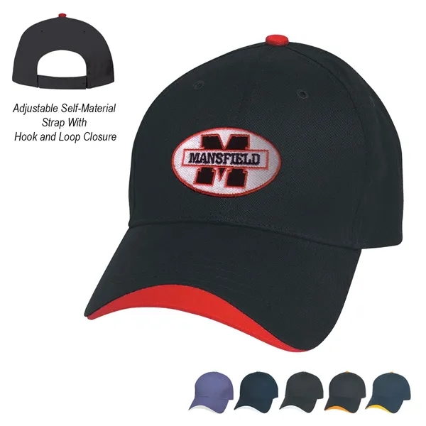 Wave Sandwich Cap. 100% Brushed Cotton Twill, 6 Panel, Medium Profile,... from ASI 61125 Hit Promotional Products / Hit®