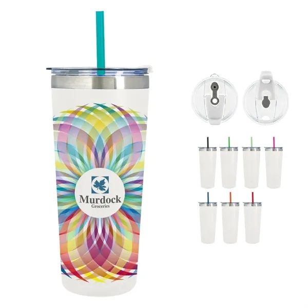 24 ounce tumbler with double-wall construction, lid, straw hole, straw and... from ASI 61125 Hit Promotional Products / Hit®