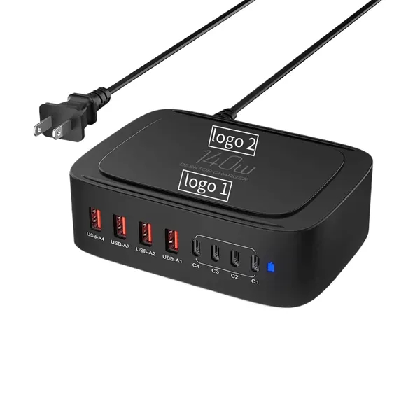 8-port desktop charger - 140 W plus laser engraving on 1... from ASI 37218 Athena Promo (tm)