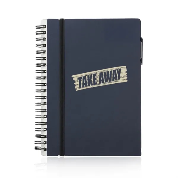 Spiral-bound notebook with 70 lined pages, pen loop, sticky notes and... from ASI 39552 BEL Promo