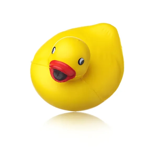Rubber duck shaped stress reliever made from PU material.... from ASI 39552 BEL Promo