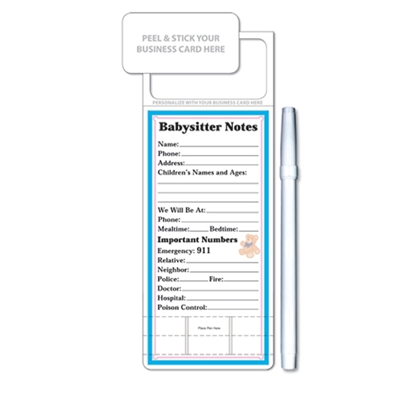 Skinny Mini Memo Board - Stock Babysitter Notes (3.5x9)... from ASI 91760 Tradenet Publishing / TradeNet Line
