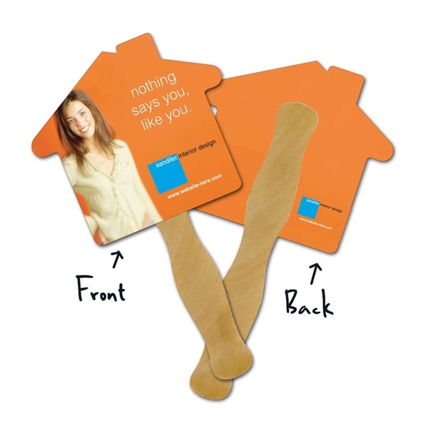 Mini Hand Fan - 5.25x5.5 House Shaped Laminated - 14 pt.... from ASI 91760 Tradenet Publishing / TradeNet Line