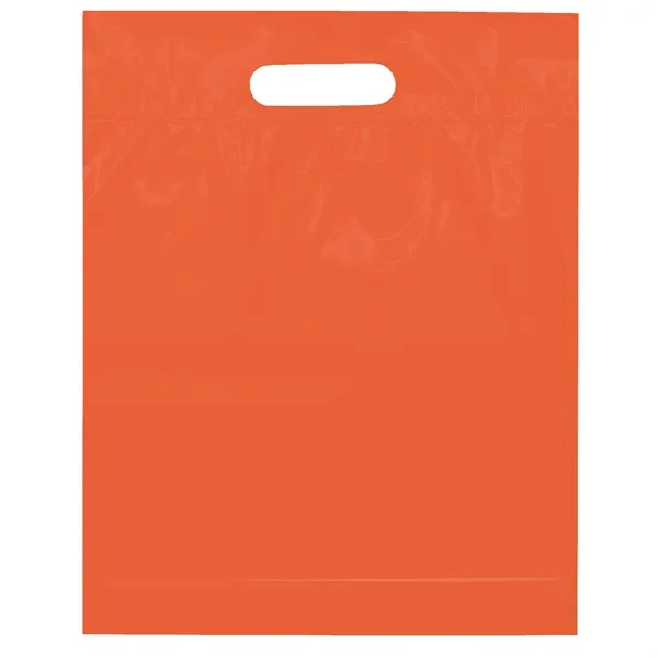 2.5 mil. orange plastic bag with fold-over die cut handles and... from ASI 37940 Bag Makers Inc