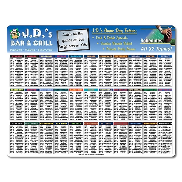 Laminated Card Football Schedule - 11x8.5 - 14 pt.... from ASI 91760 Tradenet Publishing / TradeNet Line