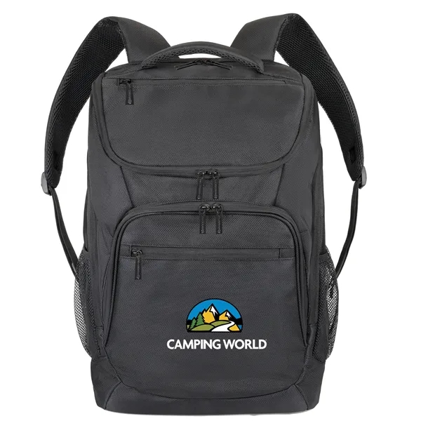 Peregrine Travel Backpack. Heavy duty 1680D Polyester w/ fabric lining. Fits... from ASI 46755 Cosmo Promos
