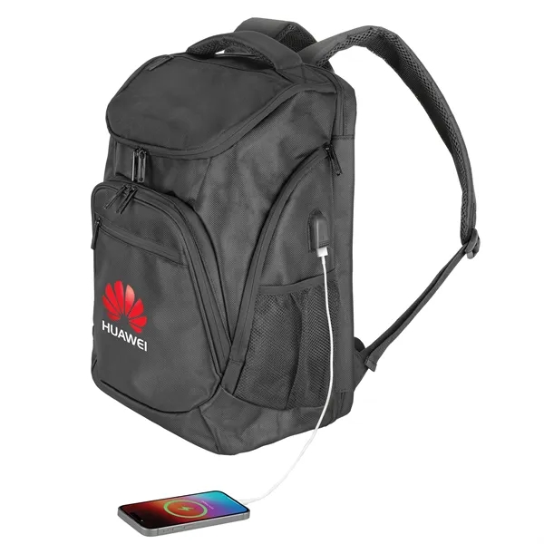 Peregrine Travel Backpack. Heavy duty 1680D Polyester w/ fabric lining. Fits... from ASI 46755 Cosmo Promos