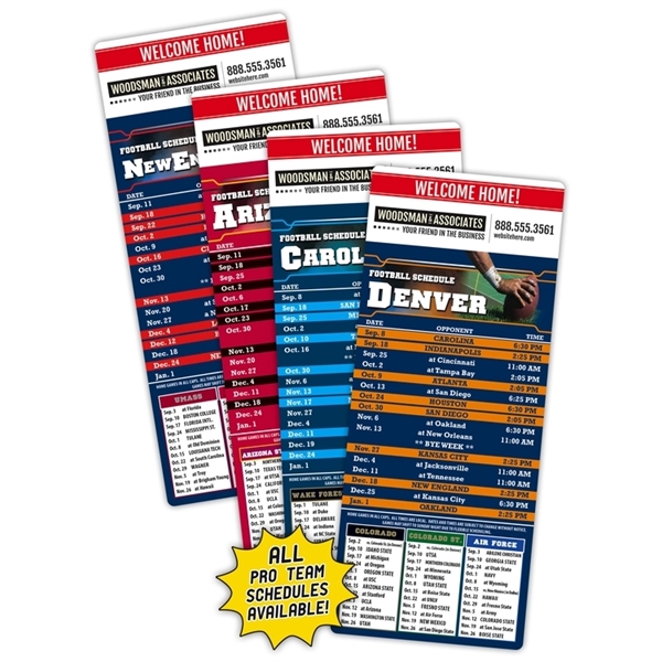 Sports Laminated Card - 3.5x8.5 - Football Schedules - 14 pt... from ASI 91760 Tradenet Publishing / TradeNet Line
