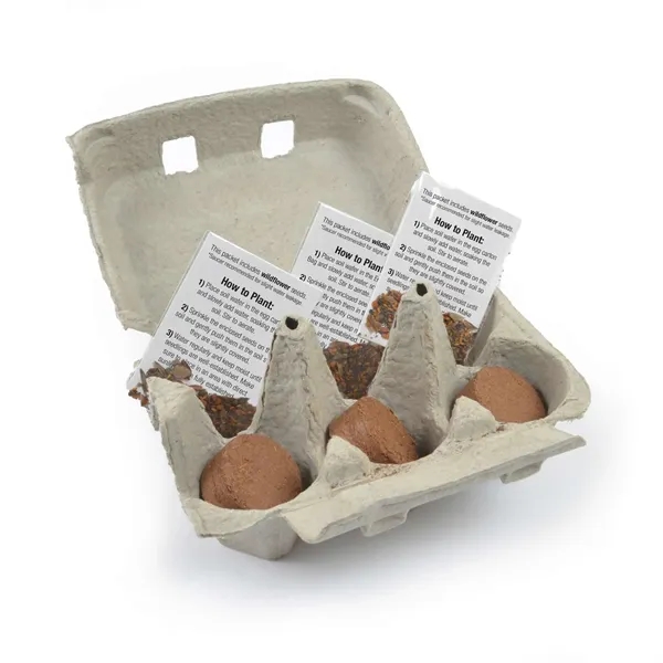 Egg carton with seed packets and soil wafers for growing.... from ASI 40646 Bloomin Promotions / Bloomin' Promotions™