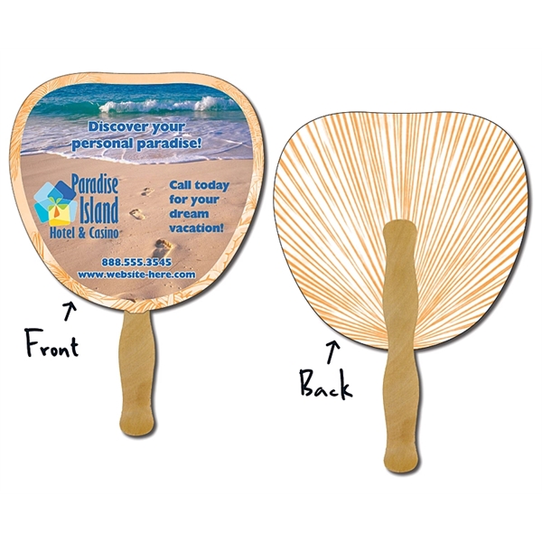 Hand Fan - 8.875x8.375 Palm/Leaf Shaped Laminated - 14 pt.... from ASI 91760 Tradenet Publishing / TradeNet Line