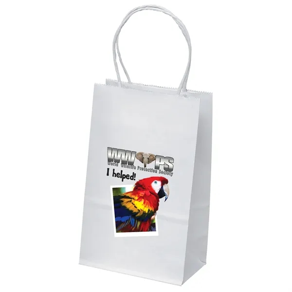 White kraft paper shopper with twisted paper handles and serrated cut... from ASI 37940 Bag Makers Inc