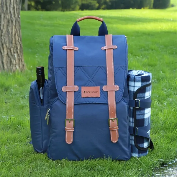 Stylish backpack with place setting for two, cooler compartment, blanket and... from ASI 61966 HPG / OrigAudio