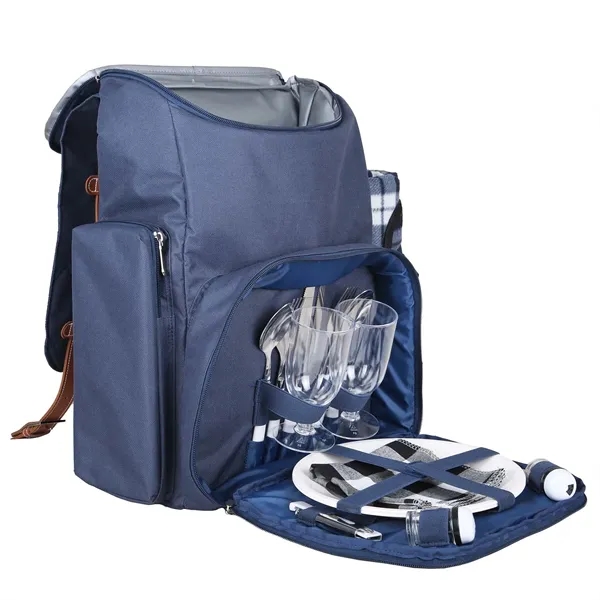 Stylish backpack with place setting for two, cooler compartment, blanket and... from ASI 61966 HPG / OrigAudio
