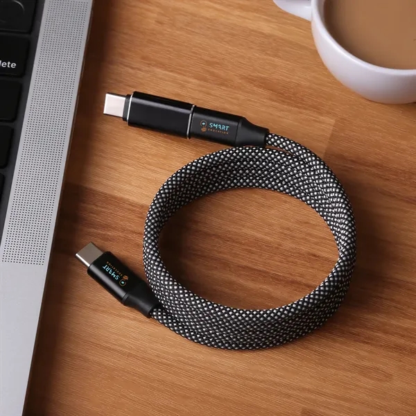 Magnetic charging cable that coils up for tangle-free storage and full-color... from ASI 61966 HPG / HandStands