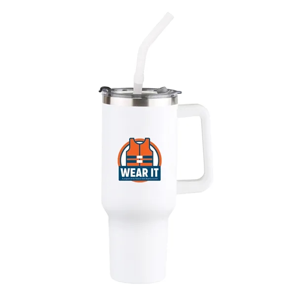 40 oz Double-Wall Stainless Travel Mug with Straw.... from ASI 46755 Cosmo Promos